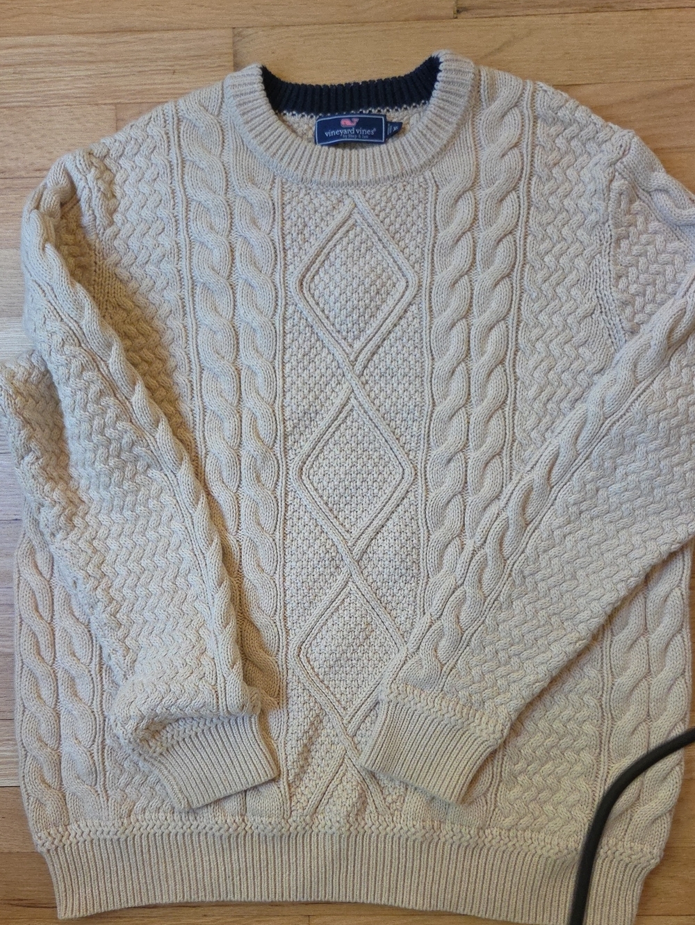 Vineyard Vines Men’s XL Cream Cable Knit Fisherman Crewneck Sweater